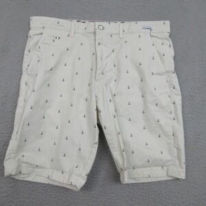 Cactus Man Shorts Men 34 White Anchor Print Chino Nauticalcore Preppy Ivy League